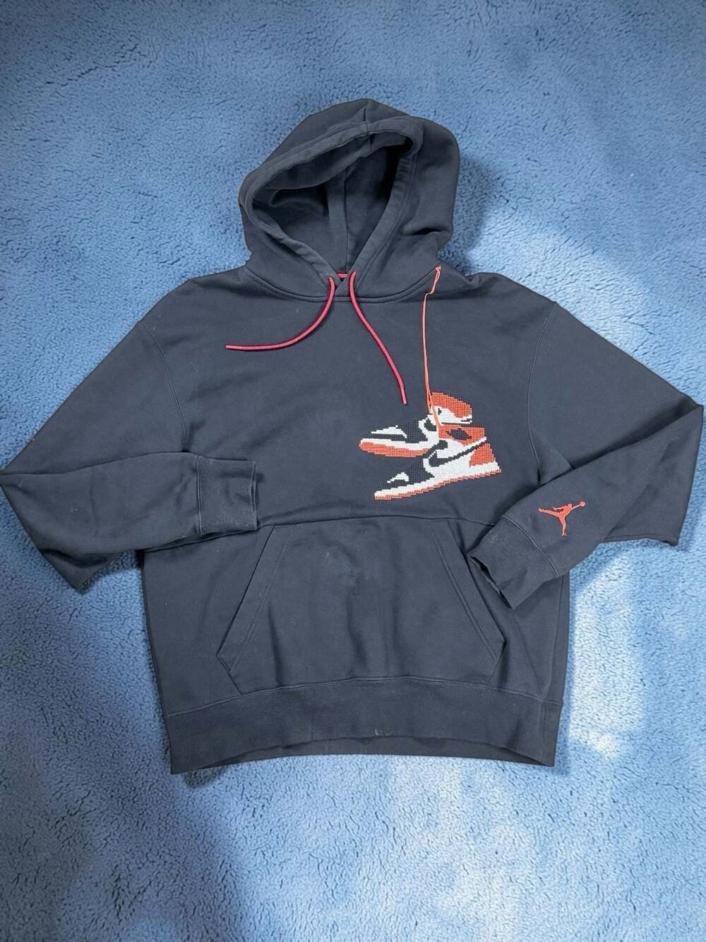 Jordan 1 Retro Jumpman Holiday Hoodie (CT3457-010) Black/Red/White Pullover